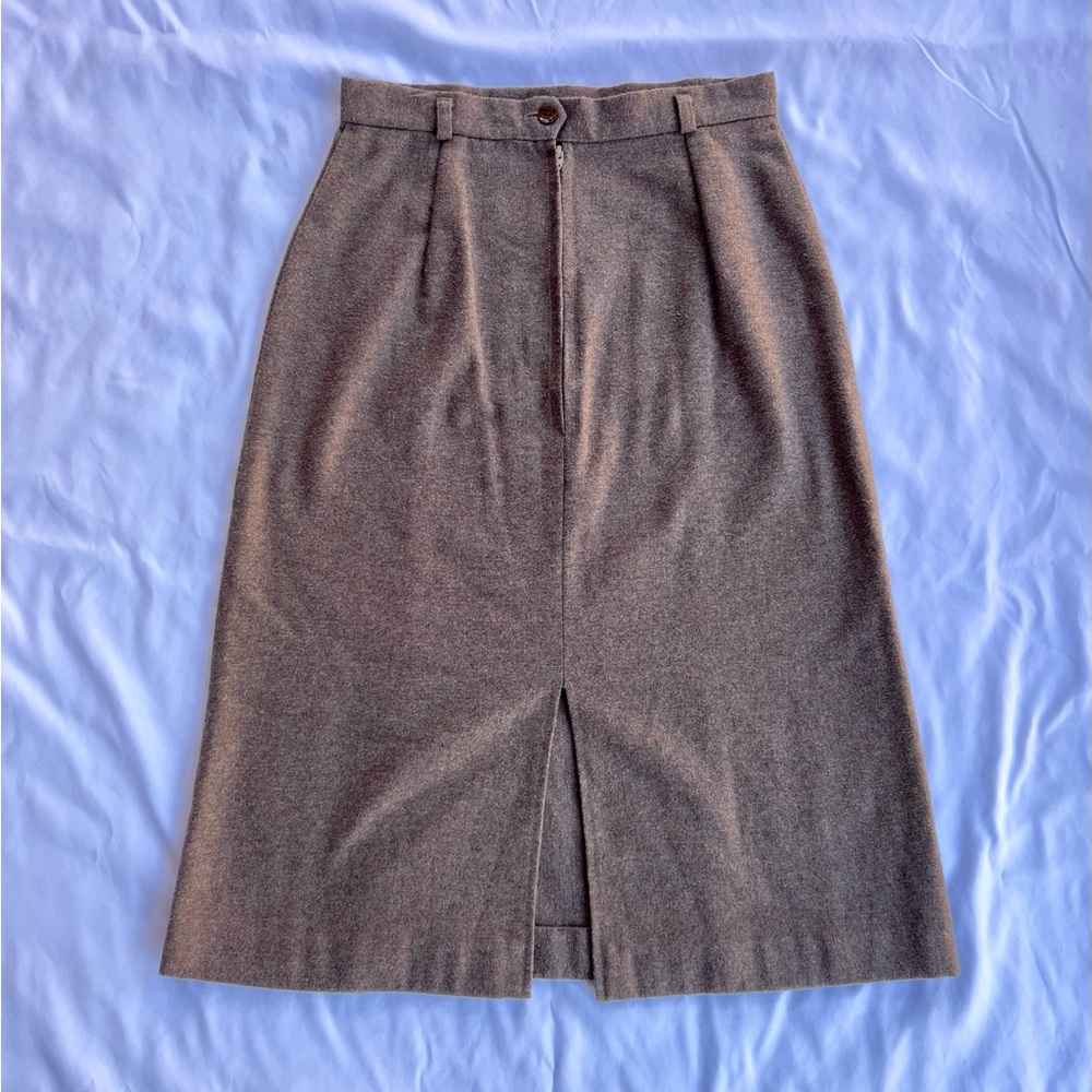 Vintage 70s Women’s Union Made High Waisted Brown Tweed Zip Pencil Skirt Size 26